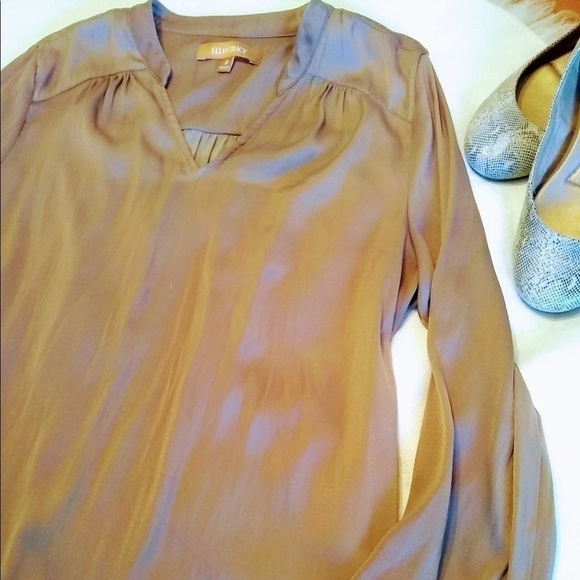 Ellen Tracy Brown Silky Blouse Women's Medium - Picture 1 of 5